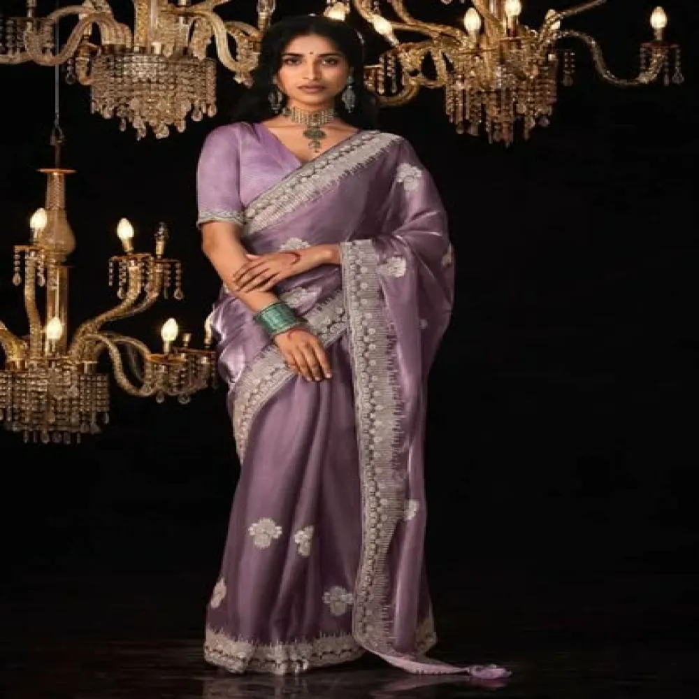 Shinning pure crystal silk Jimmy choo saree-si2